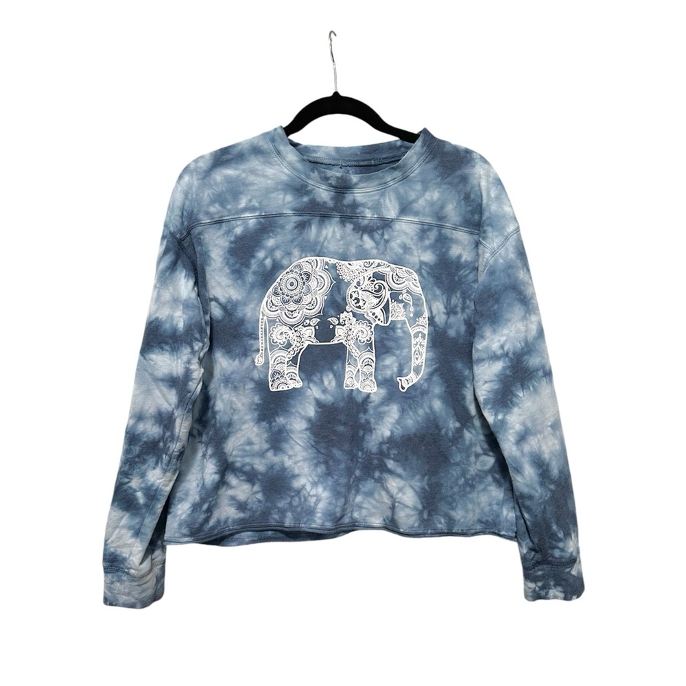 Fifth Sun Juniors Elephant Blue Cropped Crewneck Top XXL